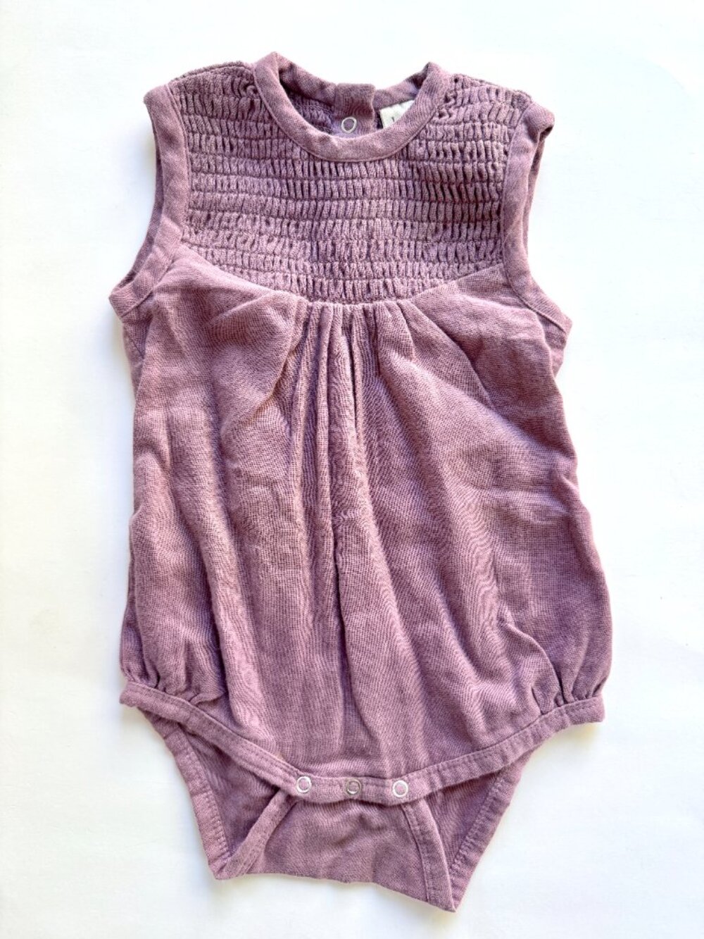 Kate Quinn Smocked Gauze Bubble Bodysuit Lavender Purple 6-12M